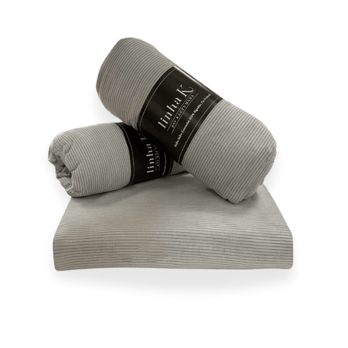Lençol de Elástico Malha 100% Algodão Essencial Sofee Kacyumara Listras Silver