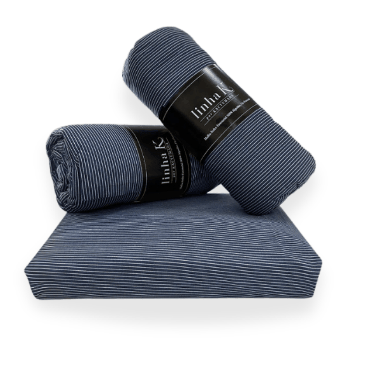 Lençol de Elástico Malha 100% Algodão Essencial Sofee Kacyumara Listras Blue
